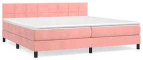 3141328 vidaXL Pat box spring cu saltea, roz, 200x200 cm, catifea