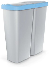 Coș de gunoi DUO gri, 50 l, albastru/gri