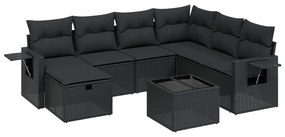 3263841 vidaXL Set mobilier de grădină cu perne, 8 piese, negru, poliratan