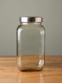 Borcan din sticla, cu capac din aluminiu, Silver