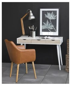 Birou cu 3 sertare cu aspect de lemn Actona Neptun, alb