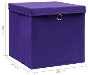 Cutii depozitare cu capace, 10 buc., violet, 28x28x28 cm 10, Violet cu capace, 1, 1
