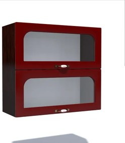 Corp superior vitrina 80 cu 2 usi orizontale Zebra MDF tulip rosu