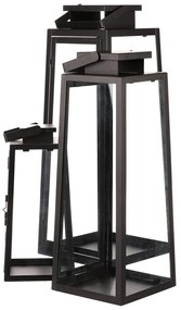 Set de felinare metalice negre, 3 buc