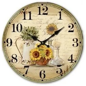 Ceas de perete Sunflower, diam. 34 cm, lemn