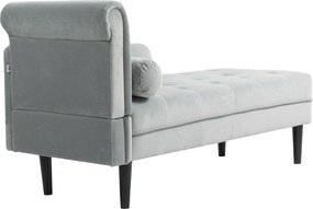 HOMCOM Canapea Chaise Longue cu tapițerie cu efect de catifea, gri | Aosom Romania