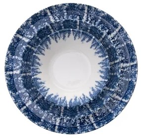 Set de veselă, 12 piese, alb/albastru, porțelan