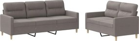 vidaXL Set de canapea cu perne, 2 piese, gri taupe, material textil