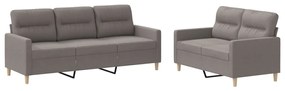 3201607 vidaXL Set de canapea cu perne, 2 piese, gri taupe, material textil