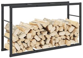 vidaXL Rastel pentru lemne de foc, negru,110x30x61 cm, oțel