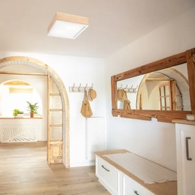 Plafonieră NATURAL SQUARE 2xE27/15W/230V 31x31 cm pin/alb