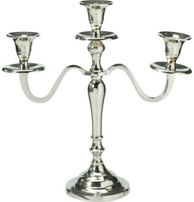 Sfeșnic metalic cu 3 brațe 29x10x30 cm, culoareargintiu, decor 1