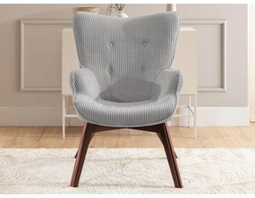 Fotoliu gri cu tapițerie din catifea reiată Niko – Ropez