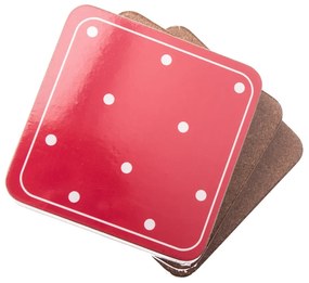 Suport pahar Buline roșu, 10 x 10 cm, set 6 buc.