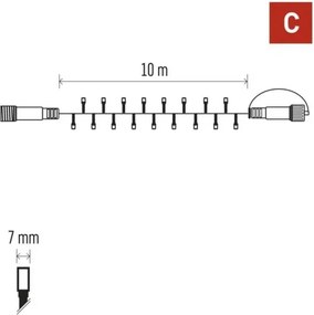 Instalație luminoasă conectabilă 100xLED/10m IP44 alb rece negru