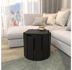 Set 3 măsuțe cafea Lorizolla (marmură negru + Negru). 1106452