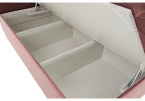 Pat boxspring, pat de o persoană, roz antic, 90x200, stânga, ESHLY