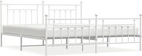 vidaXL Cadru de pat metalic cu tăblie, alb, 200x200 cm