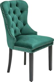Scaun tapitat MIYA, verde/negru, stofa catifelata, 54x60x100 cm