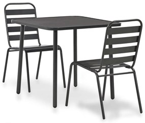 Set mobilier bistro, 3 piese, gri inchis, otel 3