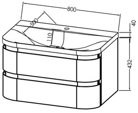 Set mobilier suspendat si lavoar, Kolpasan, Vittoria, 80 cm, gri inchis