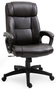 HOMCOM Fotoliu birou ergonomic reglabil cu roți pivotante 360°, tapițerie PU ciocolată, 64x73x106-115,5 cm | Aosom Romania