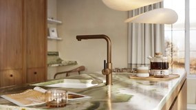 MOMI Baterie pentru bucătărie cu pipă extractibilă – Bronz Periat BKM_C73M