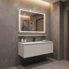 Oglindă de perete LED cu raft 80x60 cm L-8060
