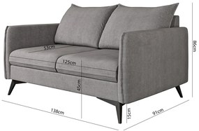 Canapea gri 138 cm Juli Bis – Ropez