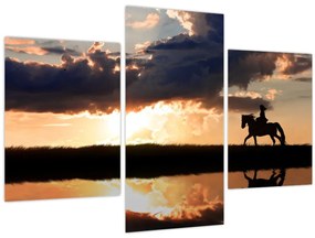 Tablou - Rider pe un cal la apus de soare (90x60 cm)