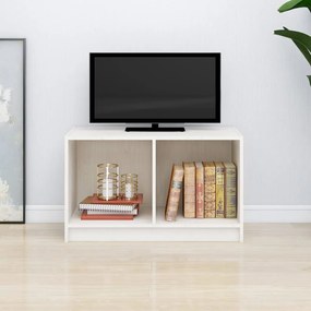 Comoda TV, alb, 70x33x42 cm, lemn masiv de pin