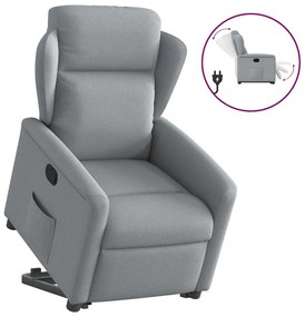 vidaXL Fotoliu rabatabil cu ridicare, gri deschis, material textil