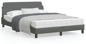 373166 vidaXL Cadru de pat cu tăblie, gri închis, 140x190 cm, textil