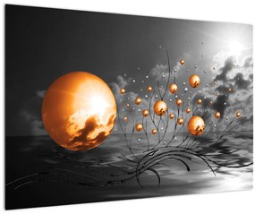 Tabloul bilelor portocalii abstarcte (90x60 cm)