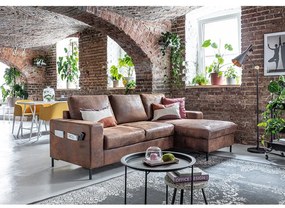 Colțar extensibil din imitație de piele cu șezlong pe partea dreaptă Miuform Lofty Lilly Vintage, maro