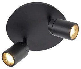 Spot modern pentru baie negru cu 2 lumini IP44 - Ducha