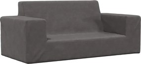 vidaXL Canapea pentru copii cu 2 locuri, antracit, pluș moale