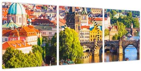 Tablou - Praga (cu ceas) (90x30 cm)