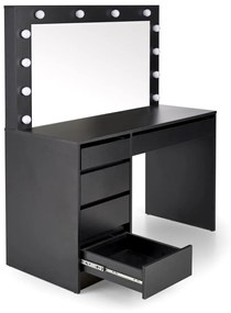 Masuta de toaleta cu oglinda si LED Hollywood XL - Negru