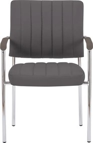 Scaun de şedinţă, gri-brun Taupe, piele ecologică/crom, FLORIN