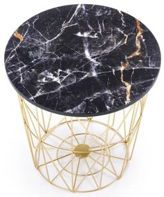 Măsuță de cafea HARISSA 41x42 cm auriu/negru decor marmorat