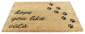 Covoraș de intrare din fibre de nucă de cocos 40x60 cm Hope You Like Cats – Artsy Doormats