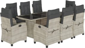 vidaXL Set mobilier grădină cu perne, 9 piese, gri deschis, poliratan