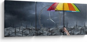Tablou - Umbrele (cu ceas) (90x30 cm)