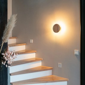 Aplică de perete rotundă din lemn rustic - Pulley