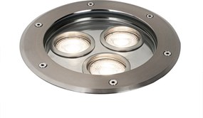 Set de 3 spoturi moderne de sol din oțel cu 3 lumini IP65 - Tribus