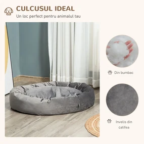 PawHut pat capitonat pentru caini, 102x74x23cm, gri inchis | AOSOM RO