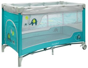 Pătuț de călătorie cu pat suspendat Baby Mix Elefanți albastru, 120 x 78,5 x 62 cm
