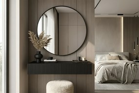 Masa de toaletă suspendată cu oglindă neagră Nicole 80 cm - negru mat