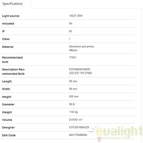 STALP DE EXTERIOR MODERN IP65 TRAM L 75531